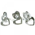 Metallstecker “Unvergessen” „In Liebe" “In Erinnerung”, Trauerdeko Herzen, Silbern 8×7cm 12St | Floristik24.de