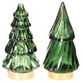 Floristik24 Glas Tannenbaum mit LED Tischdeko Weihnachten 13cm 2St
