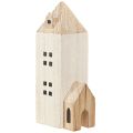 Mini Weihnachtsdorf Holz Deko Weiß Natur H13/7cm 6 St | Floristik24.de