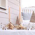 Mini Weihnachtsdorf Holz Deko Weiß Natur H13/7cm 6 St | Floristik24.de