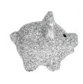 Mini Glückschweine mit Glimmer Silber 3cm 24St