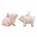 Dekofigur-Set Schweinchen mit Tierfreunden 9,3cm×7,5/8,5cm 2St