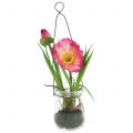 Floristik24 Mohnblume im Glas zum Hängen Pink H22cm