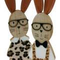 Floristik24 Osterhase Leopardenfell und Brille Holz Has Osterdeko 2er-Set