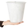 Pflanzgefäß, Übertopf mit Ornamenten, Metalldeko Weiß, Grau Ø20,5cm H19,5cm | Floristik24.de