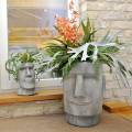 Floristik24 Pflanzkopf Moai Büste Grau H28cm