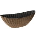 Floristik24 Pflanzschale mit Rillen oval Anthrazit Gold 41,5×16×16cm