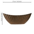 Pflanzschale mit Rillen oval Schiffchen Anthrazit Gold 36cm | Floristik24.de