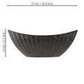 Pflanzschale mit Rillen oval Schiffchen Anthrazit 36cm | Floristik24.de