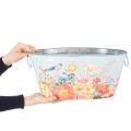 Pflanzschalen, Frühling, Pflanzkübel Blumen/Vögel, Metallgefäß oval L39/31/24,5cm 3er-Set | Floristik24.de