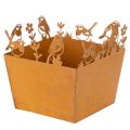 Floristik24 Pflanztopf, Metalldeko mit Vögeln, Übertopf, Frühling Edelrost H15,5cm