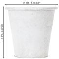 Pflanztopf mit Ornamenten, Übertopf, Metallgefäß Weiß Ø15,5cm H14,5cm | Floristik24.de