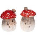 Floristik24 Pilzhaus Lichthäuschen Deko Figur Fliegenpilz mit Schornstein 10cm 2St