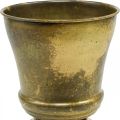 Vintage Übertopf Metall Pokalvase Messing Ø17cm H19cm | Floristik24.de