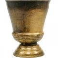Vintage Übertopf Metall Pokalvase Messing Ø14cm H17cm | Floristik24.de
