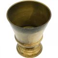 Vintage Übertopf Metall Pokalvase Messing Ø14cm H17cm | Floristik24.de