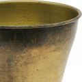 Vintage Übertopf Metall Pokalvase Messing Ø14cm H17cm | Floristik24.de