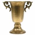 Floristik24 Deko-Pokal mit Henkeln Golden Ø11cm H17,8cm Antik-Optik