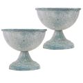Pokalschale Klein Metall Blau Weiß Antik Ø12cm H10,5cm 2St | Floristik24.de