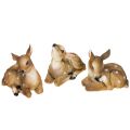 Floristik24 Reh Deko Rehkitz Figur liegend Tischdeko 13×6,5×12cm 3St