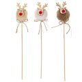 Dekostecker Rentierfigur Pompom Weihnachten 24cm 12St | Floristik24.de