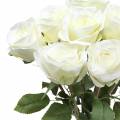 Deko-Rose Seidenblumen im Bund Creme 36cm 8St