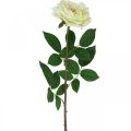 Rose künstlich, Deko-Rose, Seidenblume Cremeweiß, Grün L72cm Ø12cm