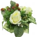 Floristik24 Rosen/Hortensienstrauß Weiß mit Beeren 31cm