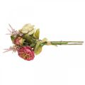 Rosen Seidenblumen im Bund Herbstbouquet Rosa, Violett H36cm