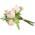 Floristik24 Kunstrosen Strauß, Seidenblumen-Bouquet, Rosen im Bund, Künstlicher Rosenstrauß Rosa L28cm