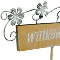 Floristik24 Rustikales Willkommensschild, Blumenstecker, Holzschild mit floraler Deko, Pflanzendeko 6St