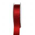 Floristik24 Satinband mit Glimmer Rot 25mm 20m
