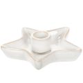 Floristik24 Kerzenhalter Stern aus Keramik Weiß für Stabkerzen 12cm 2St