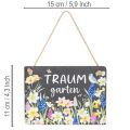 Gartenschild Traumgarten mit Blumenmotiv Dekoratives Hängeschild 15cm | Floristik24.de