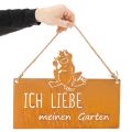 Schild mit Spruch Frosch Metallschild Garten Edelrost 38cm | Floristik24.de