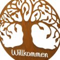 Deko Schild Willkommen Baum Rost Gartendeko Metall Ø50m