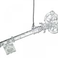 Floristik24 Christbaumschmuck Schlüssel, Advent, Baumanhänger mit Glitzer Transparent/Silbern L14,5cm Kunststoff 12St