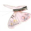 Deko Schmetterlinge mit Clip, Federschmetterlinge Rosa 4,5-8cm 10St