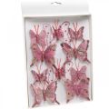 Deko Schmetterlinge mit Clip, Federschmetterlinge Pink 4,5–8cm 10St