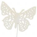 Floristik24 Blumenstecker Schmetterling Weiß 26cm 15St