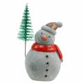 Floristik24 Weihnachtsfigur Schneemann mit Tanne Beton Grau, Bunt 9cm–11cm 4St