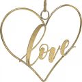 Floristik24 Schriftzug Love Herz Deko Metall Gold zum Aufhängen 27cm