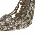 Floristik24 Christbaumschmuck Schuh Champagner Glitter 13cm 12St