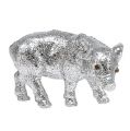 Floristik24 Schwein mit Glitter Silber 9cm 6St