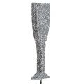 Floristik24 Sektglas mit Glitter Silber 8cm L28cm 24St