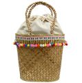 Floristik24 Shopping-Bag Natur mit Pompons 40cm x 32,5cm