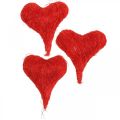 Sisalherzen Rot, Deko für Hochzeit, natürliche Sisalfasern, Valentinstag H7,5–9cm 16St