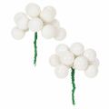 Floristik24 Spiegelbeeren Mini-Glaskugeln am Draht Weiß 25mm 140 Stück