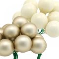 Floristik24 Mini Weihnachtskugel Creme, Beige Spiegelbeeren Ø20mm 140St