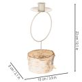 Kerzenhalter mit Birkenholz Sockel und Metallring 20cm | Floristik24.de